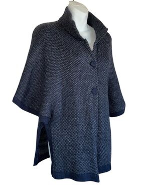 Alpaca Internacional sweater, women's M, Blue tweed cardigan, super soft! EUC